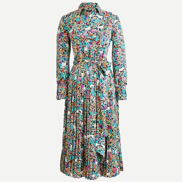 J.Crew Pleated midi dress in Grazing Goats print - Picture 1 of 6